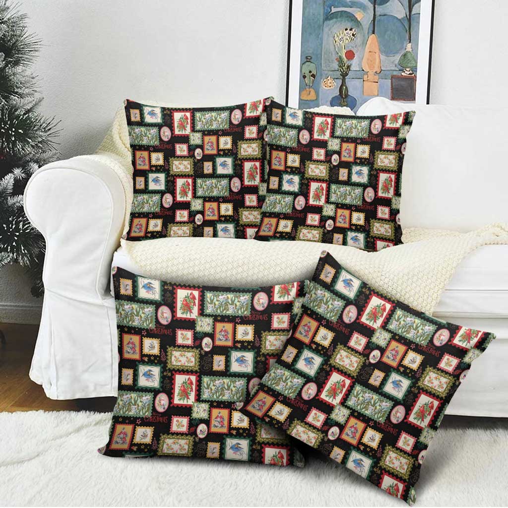 Aussie Birds Christmas La La Land Pillow Cover Black Vintage Stamp Edition - Aussie Hoodie