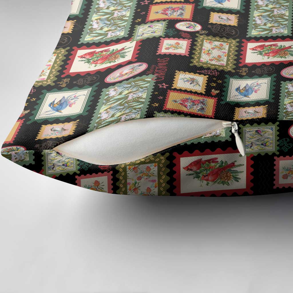 Aussie Birds Christmas La La Land Pillow Cover Black Vintage Stamp Edition - Aussie Hoodie