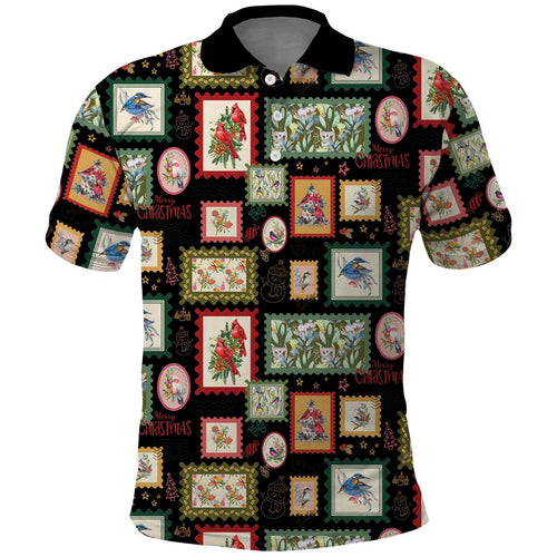 Aussie Birds Christmas La La Land Polo Shirt Black Vintage Stamp Edition - Aussie Hoodie