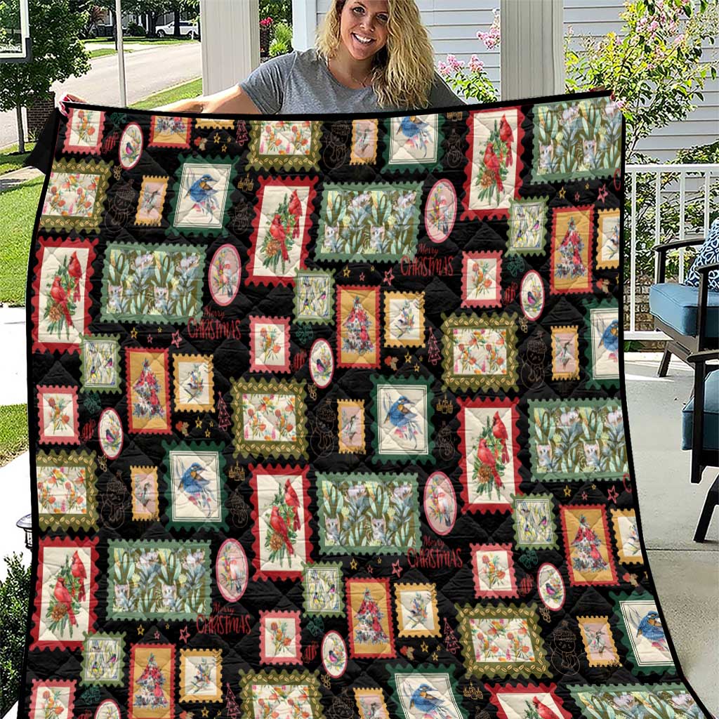 Aussie Birds Christmas La La Land Quilt Black Vintage Stamp Edition - Aussie Hoodie