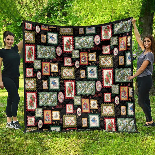Aussie Birds Christmas La La Land Quilt Black Vintage Stamp Edition - Aussie Hoodie