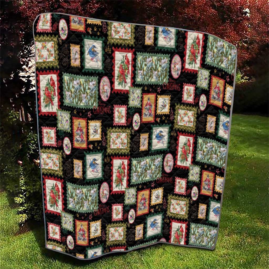 Aussie Birds Christmas La La Land Quilt Black Vintage Stamp Edition - Aussie Hoodie