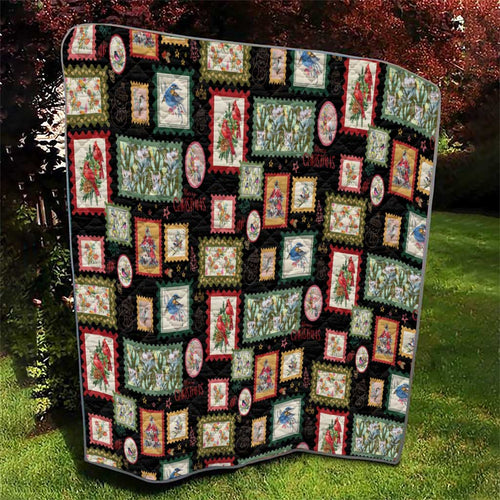 Aussie Birds Christmas La La Land Quilt Black Vintage Stamp Edition - Aussie Hoodie