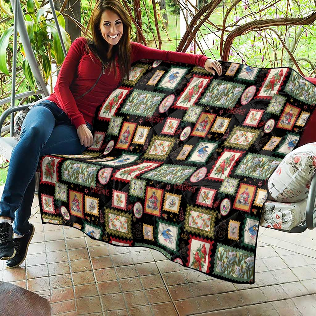 Aussie Birds Christmas La La Land Quilt Black Vintage Stamp Edition - Aussie Hoodie