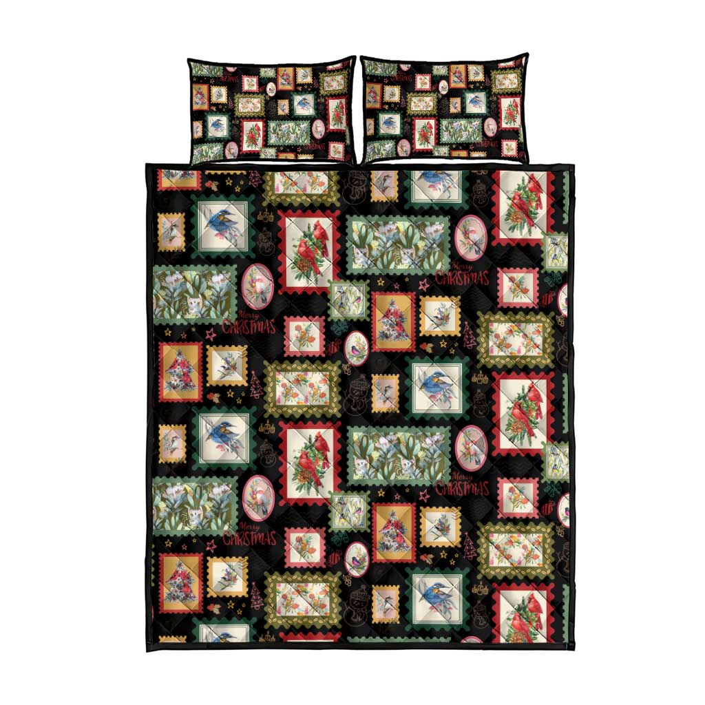 Aussie Birds Christmas La La Land Quilt Bed Set Black Vintage Stamp Edition - Aussie Hoodie