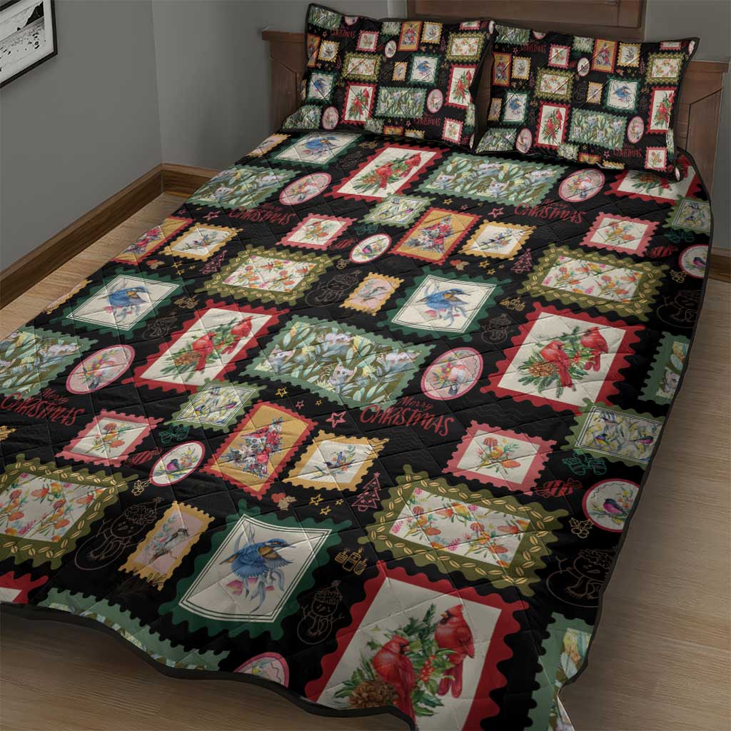 Aussie Birds Christmas La La Land Quilt Bed Set Black Vintage Stamp Edition - Aussie Hoodie