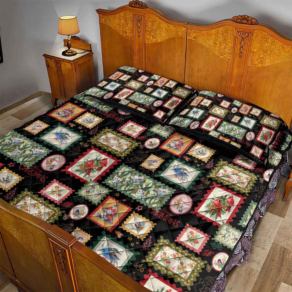 Aussie Birds Christmas La La Land Quilt Bed Set Black Vintage Stamp Edition - Aussie Hoodie