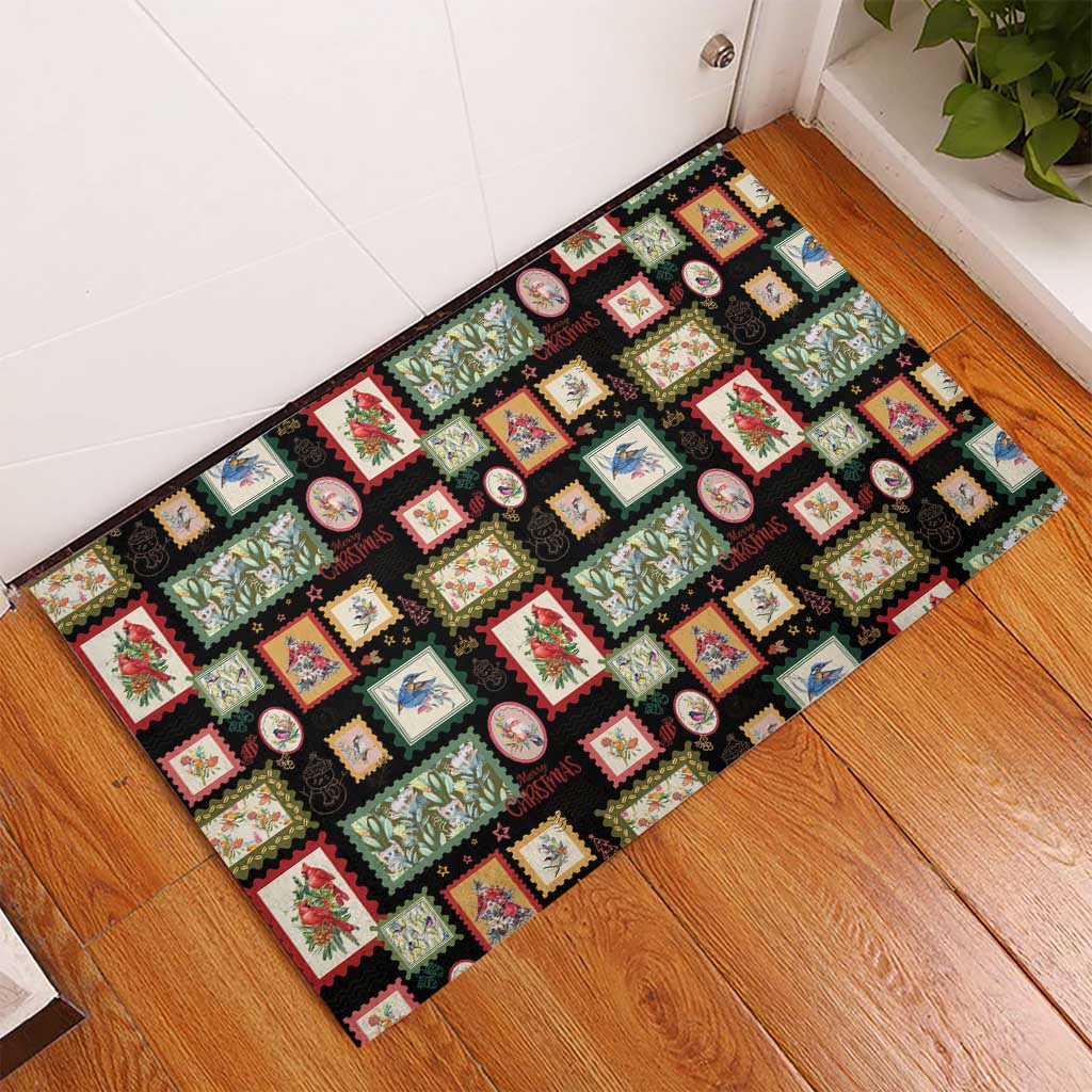Aussie Birds Christmas La La Land Rubber Doormat Black Vintage Stamp Edition - Aussie Hoodie