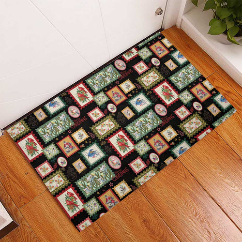 Aussie Birds Christmas La La Land Rubber Doormat Black Vintage Stamp Edition - Aussie Hoodie