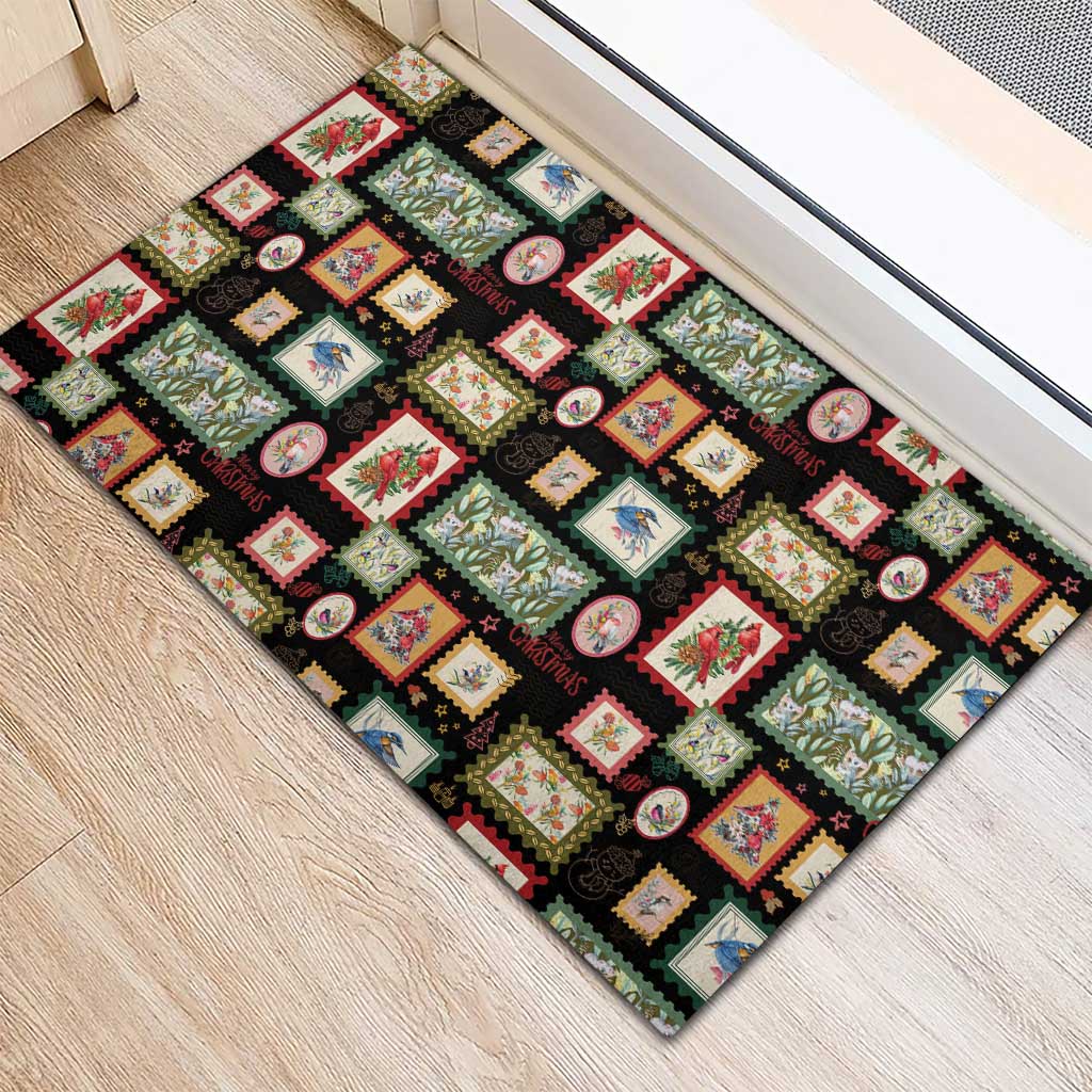 Aussie Birds Christmas La La Land Rubber Doormat Black Vintage Stamp Edition - Aussie Hoodie