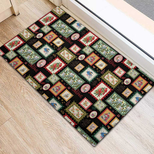 Aussie Birds Christmas La La Land Rubber Doormat Black Vintage Stamp Edition - Aussie Hoodie