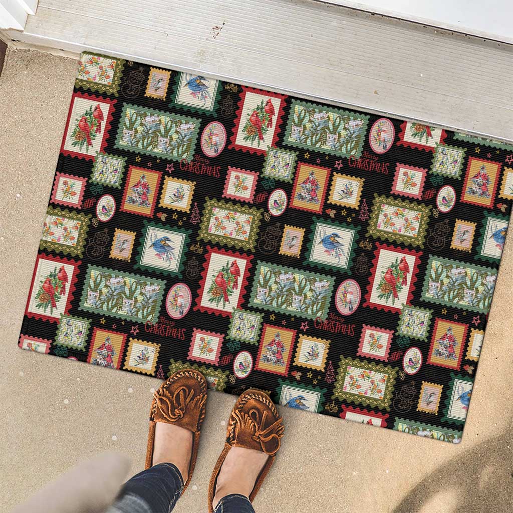 Aussie Birds Christmas La La Land Rubber Doormat Black Vintage Stamp Edition - Aussie Hoodie