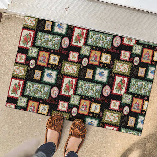 Aussie Birds Christmas La La Land Rubber Doormat Black Vintage Stamp Edition - Aussie Hoodie