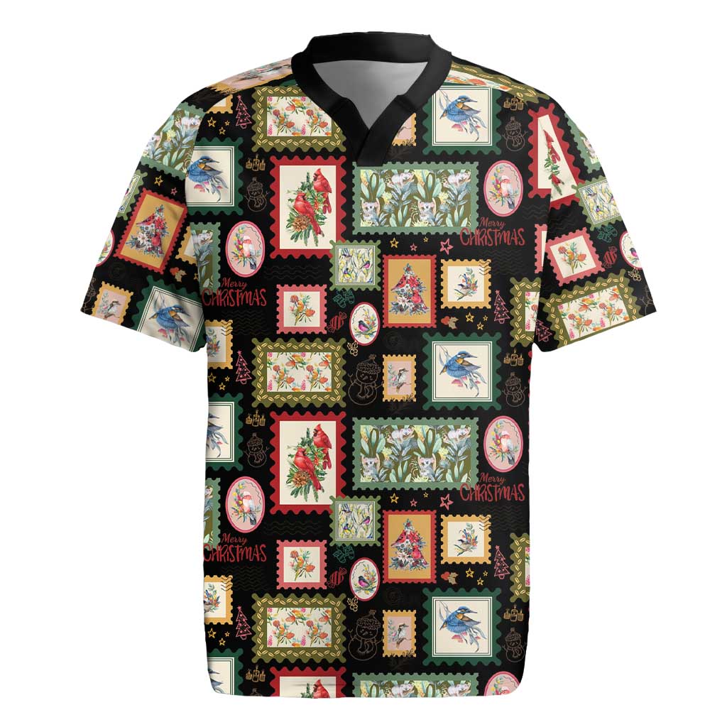 Aussie Birds Christmas La La Land Rugby Jersey Black Vintage Stamp Edition - Aussie Hoodie