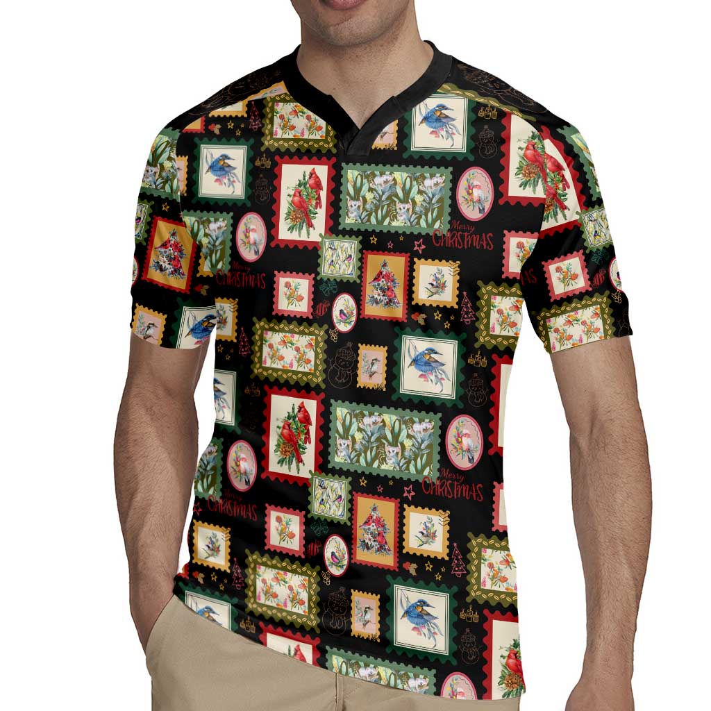 Aussie Birds Christmas La La Land Rugby Jersey Black Vintage Stamp Edition - Aussie Hoodie