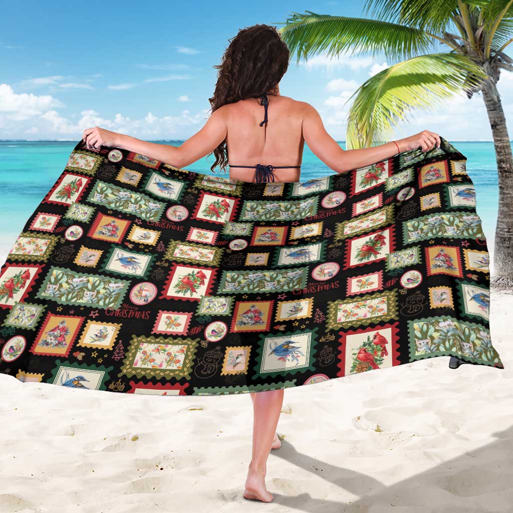 Aussie Birds Christmas La La Land Sarong Black Vintage Stamp Edition - Aussie Hoodie