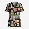 Aussie Birds Christmas La La Land Scrub Top Black Vintage Stamp Edition - Aussie Hoodie