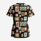 Aussie Birds Christmas La La Land Scrub Top Black Vintage Stamp Edition - Aussie Hoodie