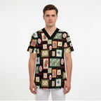 Aussie Birds Christmas La La Land Scrub Top Black Vintage Stamp Edition - Aussie Hoodie