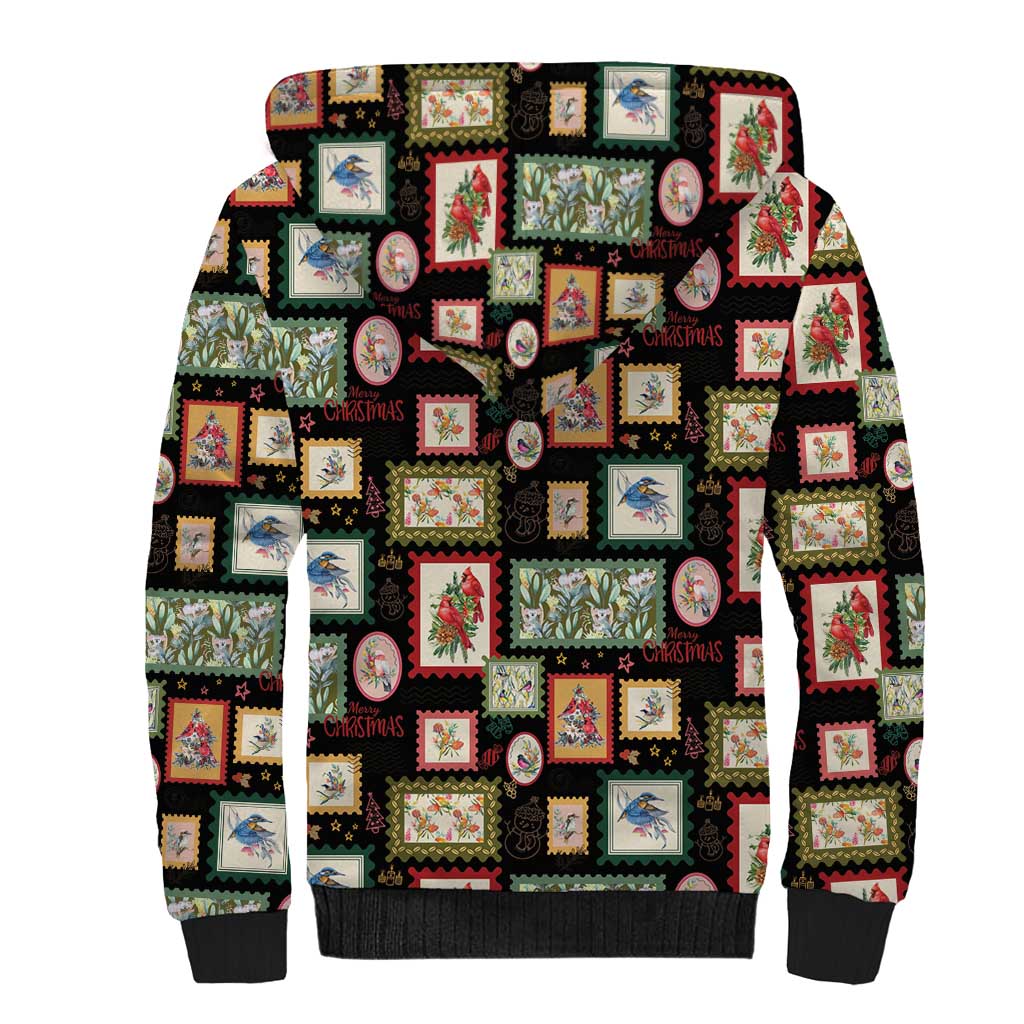 Aussie Birds Christmas La La Land Sherpa Hoodie Black Vintage Stamp Edition - Aussie Hoodie