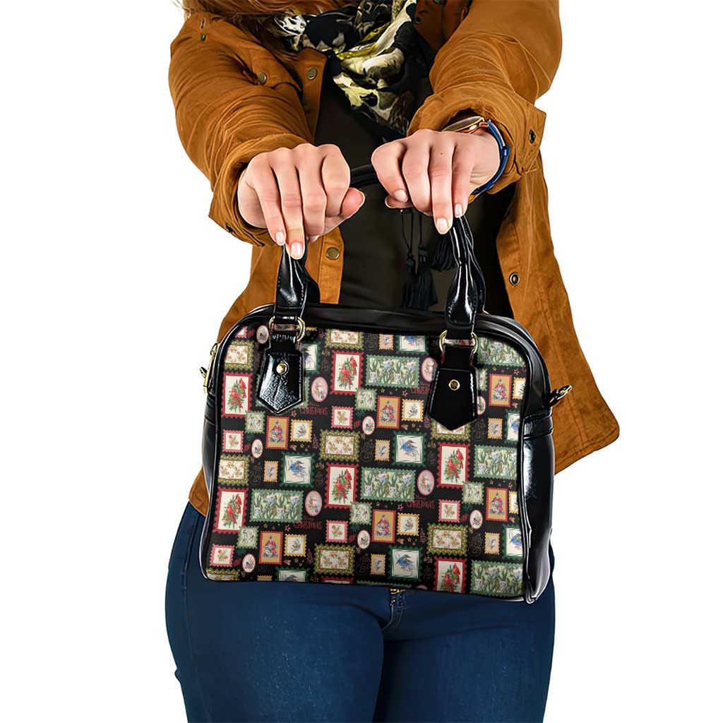 Aussie Birds Christmas La La Land Shoulder Handbag Black Vintage Stamp Edition - Aussie Hoodie