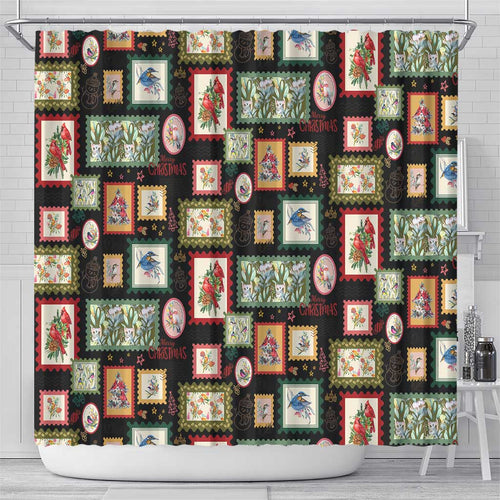Aussie Birds Christmas La La Land Shower Curtain Black Vintage Stamp Edition - Aussie Hoodie