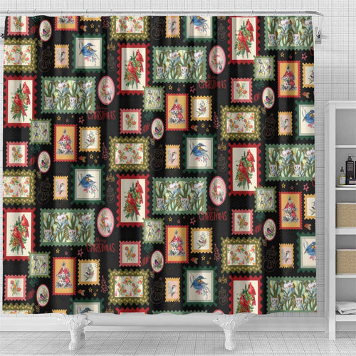Aussie Birds Christmas La La Land Shower Curtain Black Vintage Stamp Edition - Aussie Hoodie