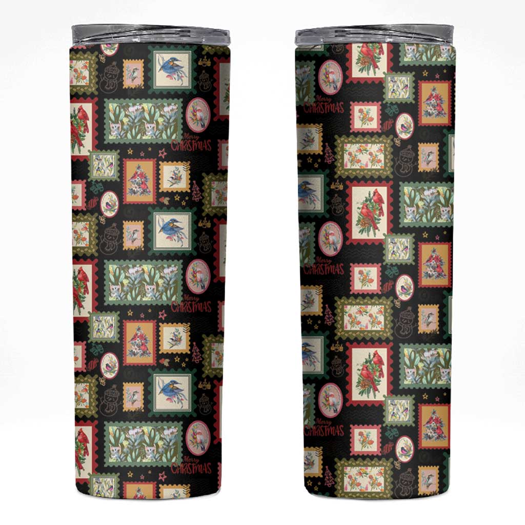 Aussie Birds Christmas La La Land Skinny Tumbler Black Vintage Stamp Edition - Aussie Hoodie