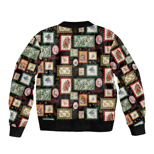 Aussie Birds Christmas La La Land Sleeve Zip Bomber Jacket Black Vintage Stamp Edition - Aussie Hoodie
