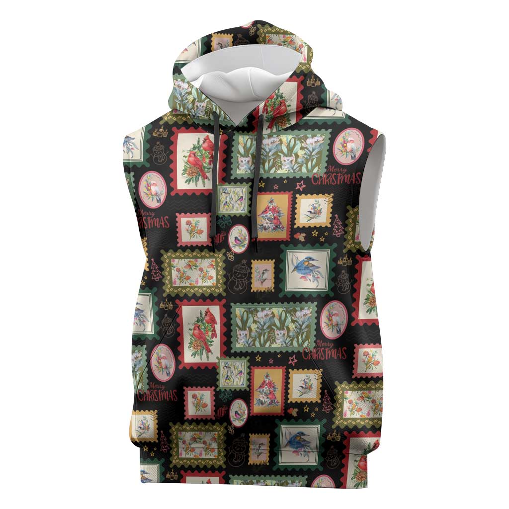 Aussie Birds Christmas La La Land Sleeveless Hoodie Black Vintage Stamp Edition - Aussie Hoodie