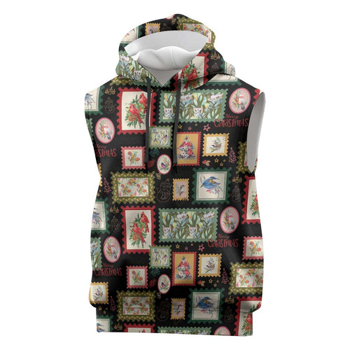 Aussie Birds Christmas La La Land Sleeveless Hoodie Black Vintage Stamp Edition - Aussie Hoodie