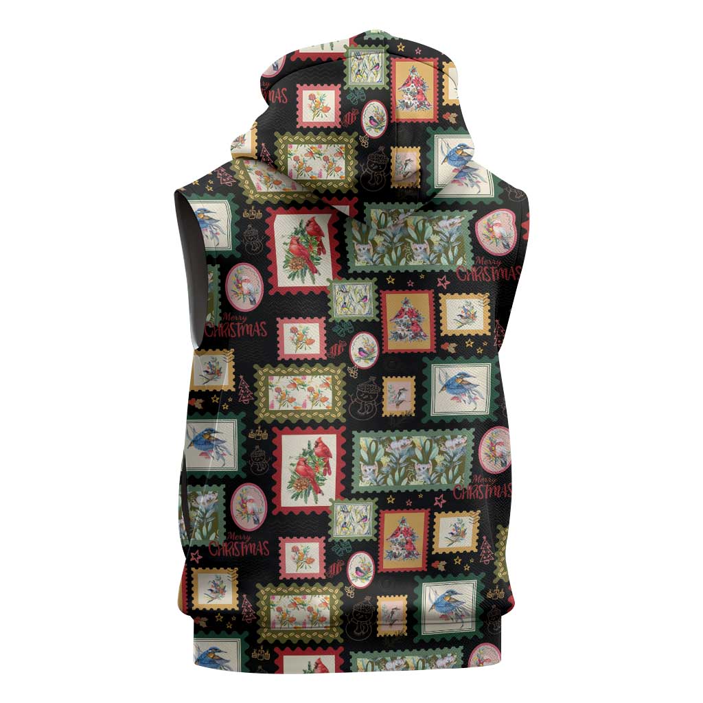 Aussie Birds Christmas La La Land Sleeveless Hoodie Black Vintage Stamp Edition - Aussie Hoodie