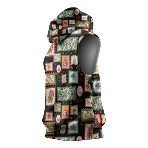 Aussie Birds Christmas La La Land Sleeveless Hoodie Black Vintage Stamp Edition - Aussie Hoodie