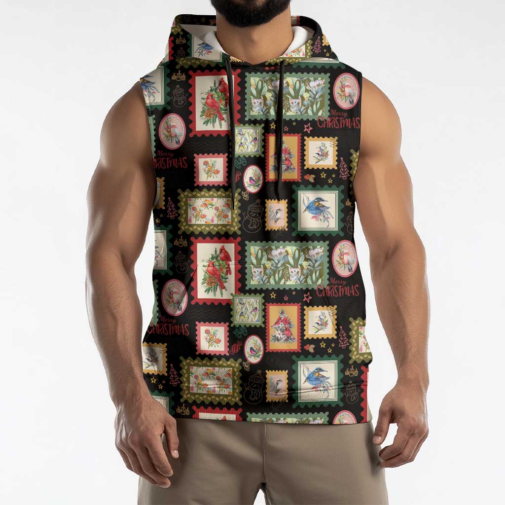Aussie Birds Christmas La La Land Sleeveless Hoodie Black Vintage Stamp Edition - Aussie Hoodie