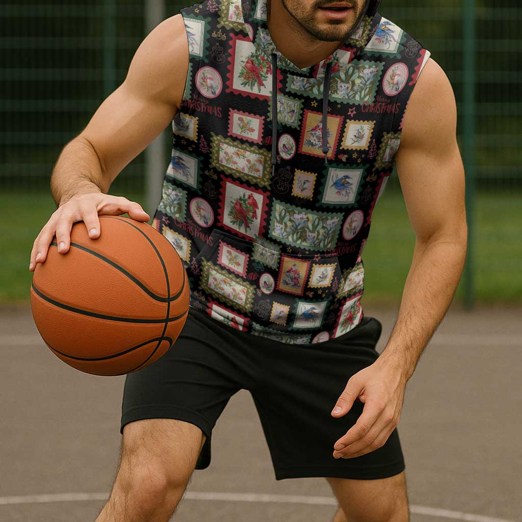 Aussie Birds Christmas La La Land Sleeveless Hoodie Black Vintage Stamp Edition - Aussie Hoodie