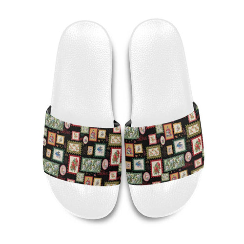 Aussie Birds Christmas La La Land Slide Sandals Black Vintage Stamp Edition - Aussie Hoodie