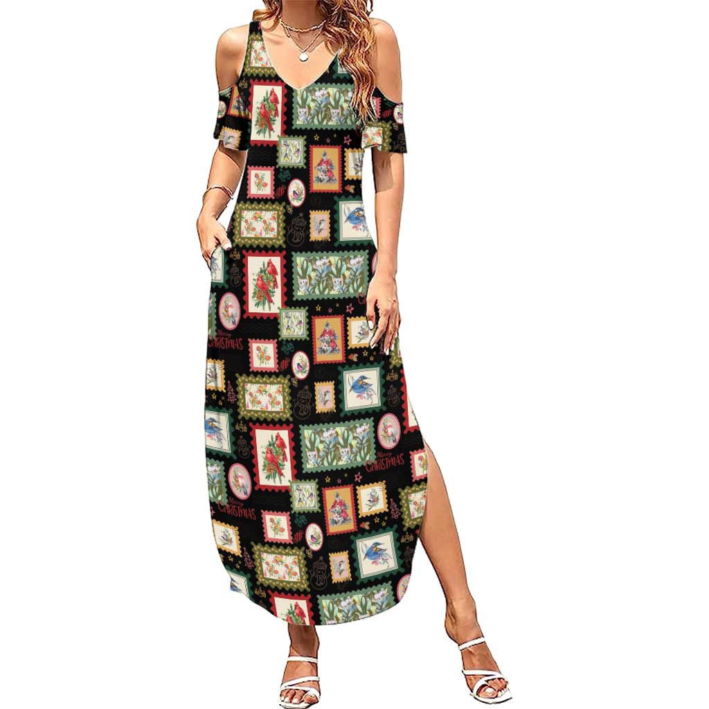 Aussie Birds Christmas La La Land Summer Maxi Dress Black Vintage Stamp Edition - Aussie Hoodie