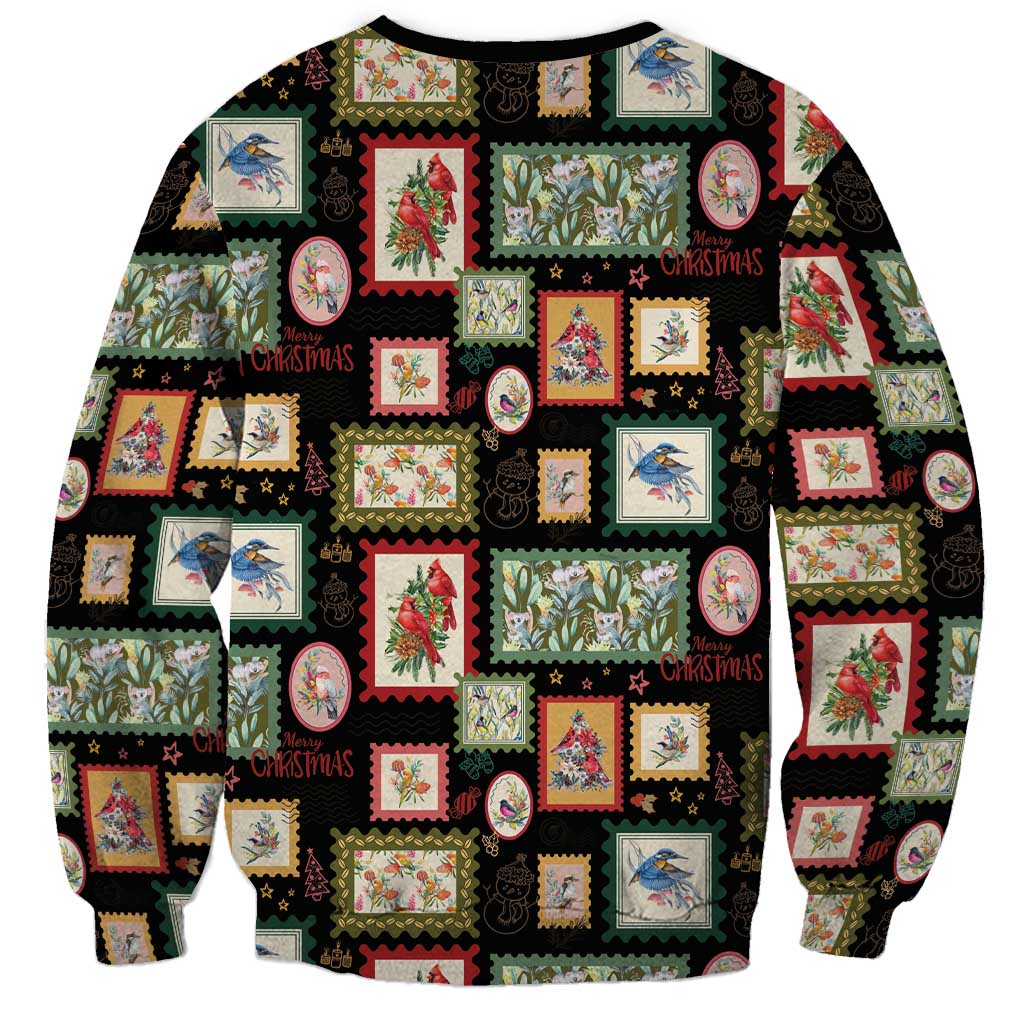 Aussie Birds Christmas La La Land Sweatshirt Black Vintage Stamp Edition - Aussie Hoodie