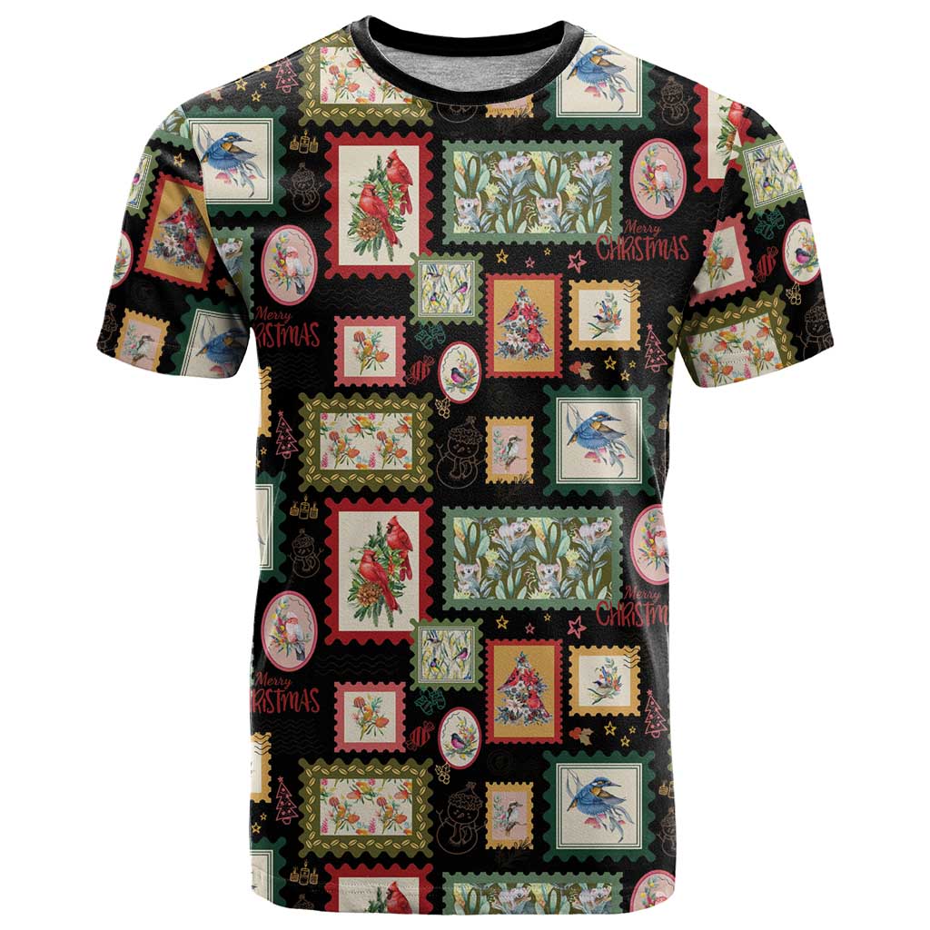 Aussie Birds Christmas La La Land T Shirt Black Vintage Stamp Edition - Aussie Hoodie