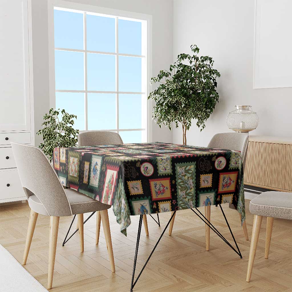 Aussie Birds Christmas La La Land Tablecloth Black Vintage Stamp Edition - Aussie Hoodie