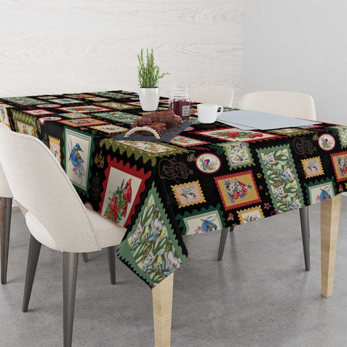 Aussie Birds Christmas La La Land Tablecloth Black Vintage Stamp Edition - Aussie Hoodie