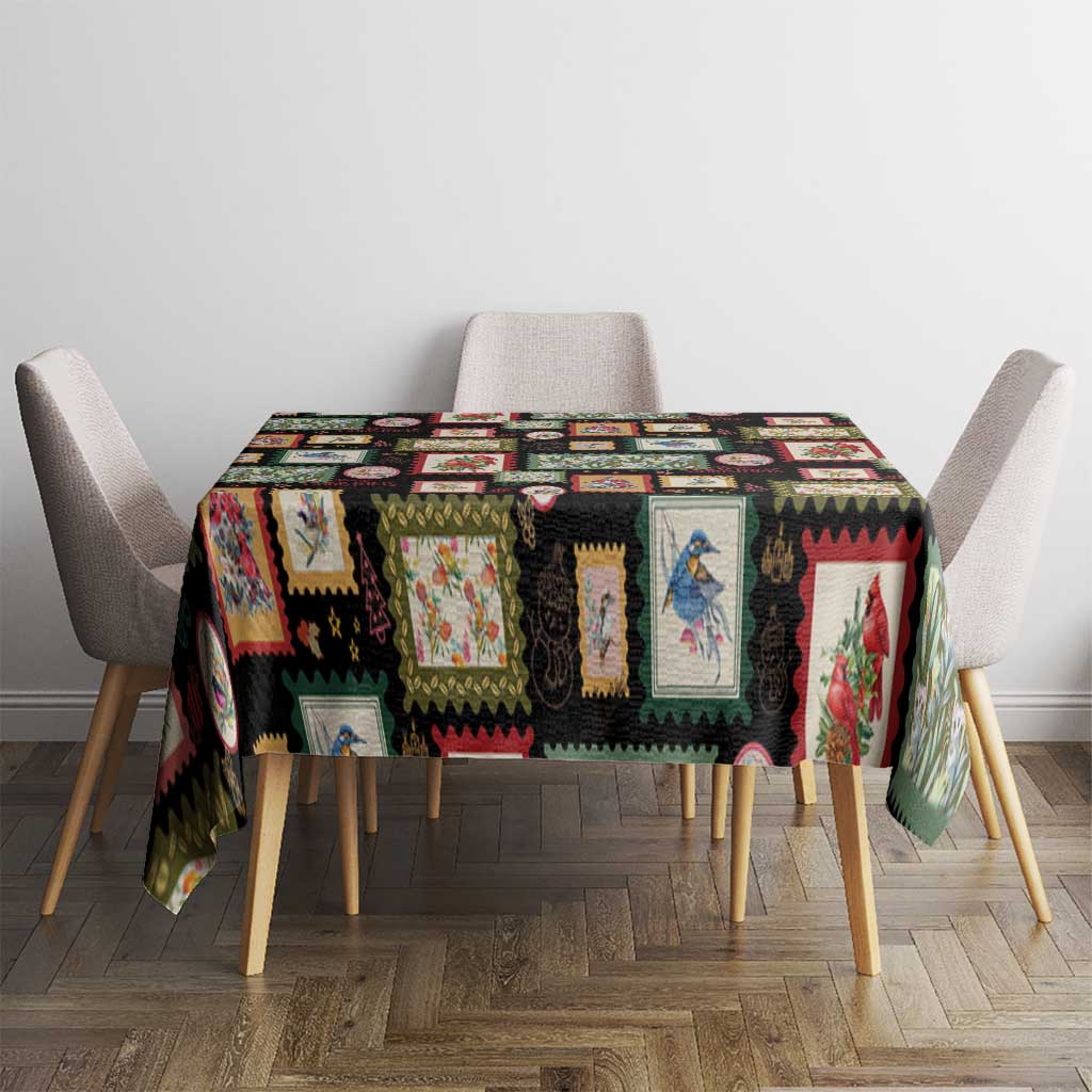 Aussie Birds Christmas La La Land Tablecloth Black Vintage Stamp Edition - Aussie Hoodie