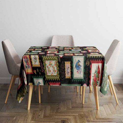 Aussie Birds Christmas La La Land Tablecloth Black Vintage Stamp Edition - Aussie Hoodie