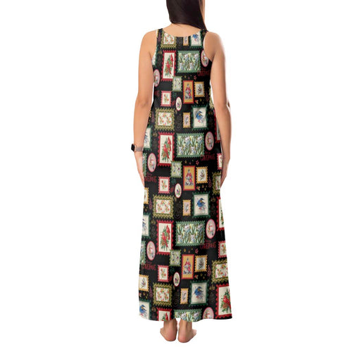 Aussie Birds Christmas La La Land Tank Maxi Dress Black Vintage Stamp Edition - Aussie Hoodie