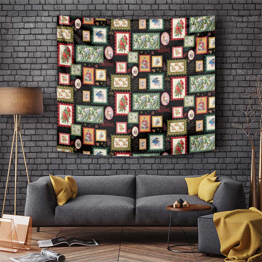 Aussie Birds Christmas La La Land Tapestry Black Vintage Stamp Edition - Aussie Hoodie