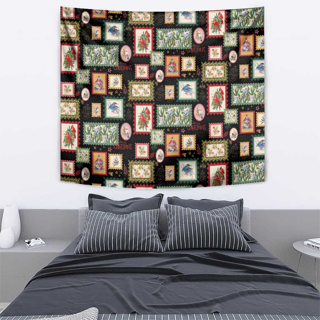 Aussie Birds Christmas La La Land Tapestry Black Vintage Stamp Edition - Aussie Hoodie