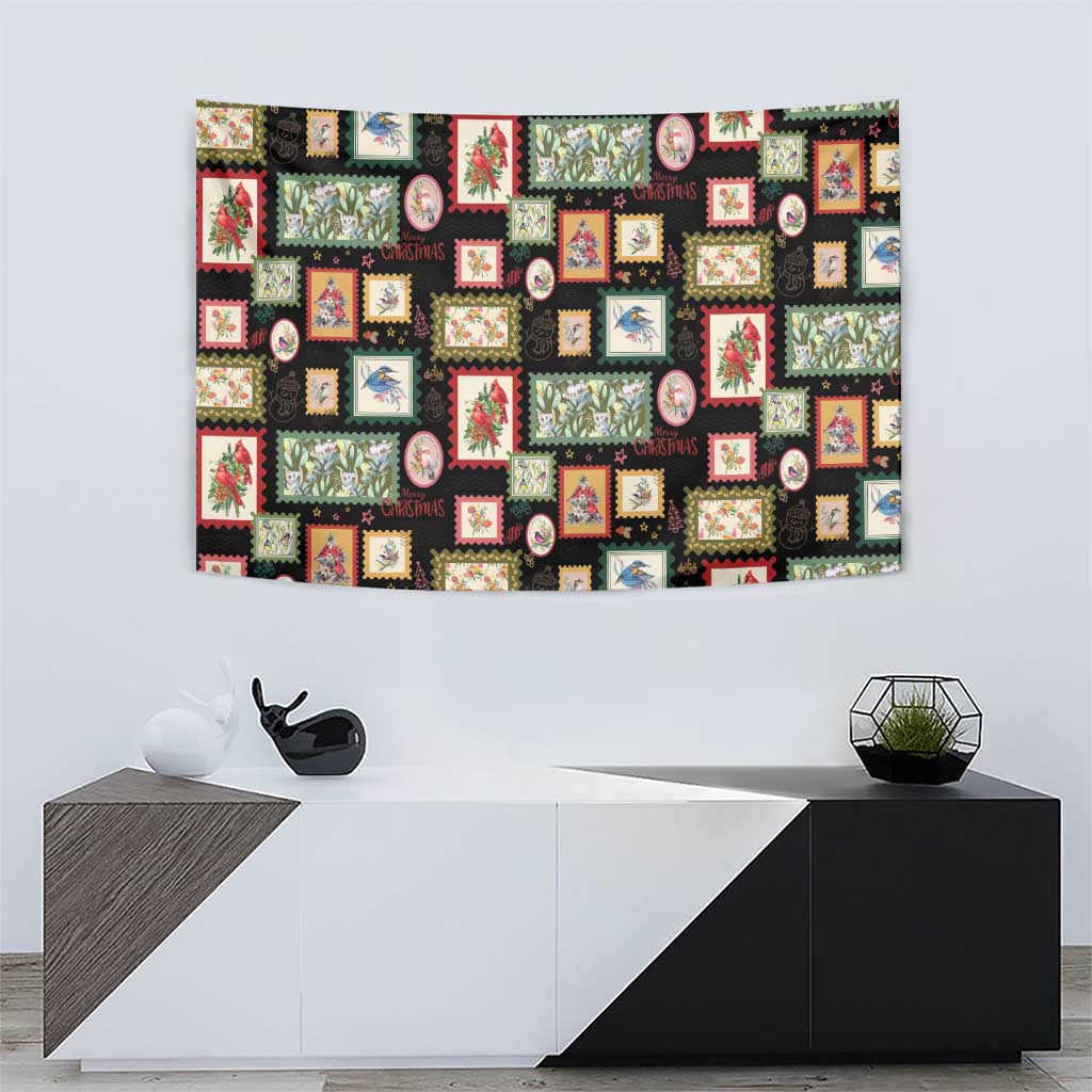 Aussie Birds Christmas La La Land Tapestry Black Vintage Stamp Edition - Aussie Hoodie