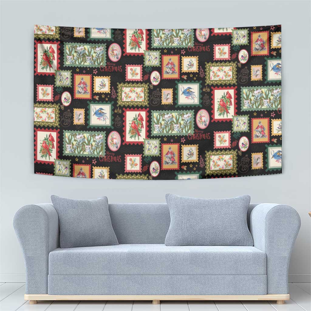 Aussie Birds Christmas La La Land Tapestry Black Vintage Stamp Edition - Aussie Hoodie