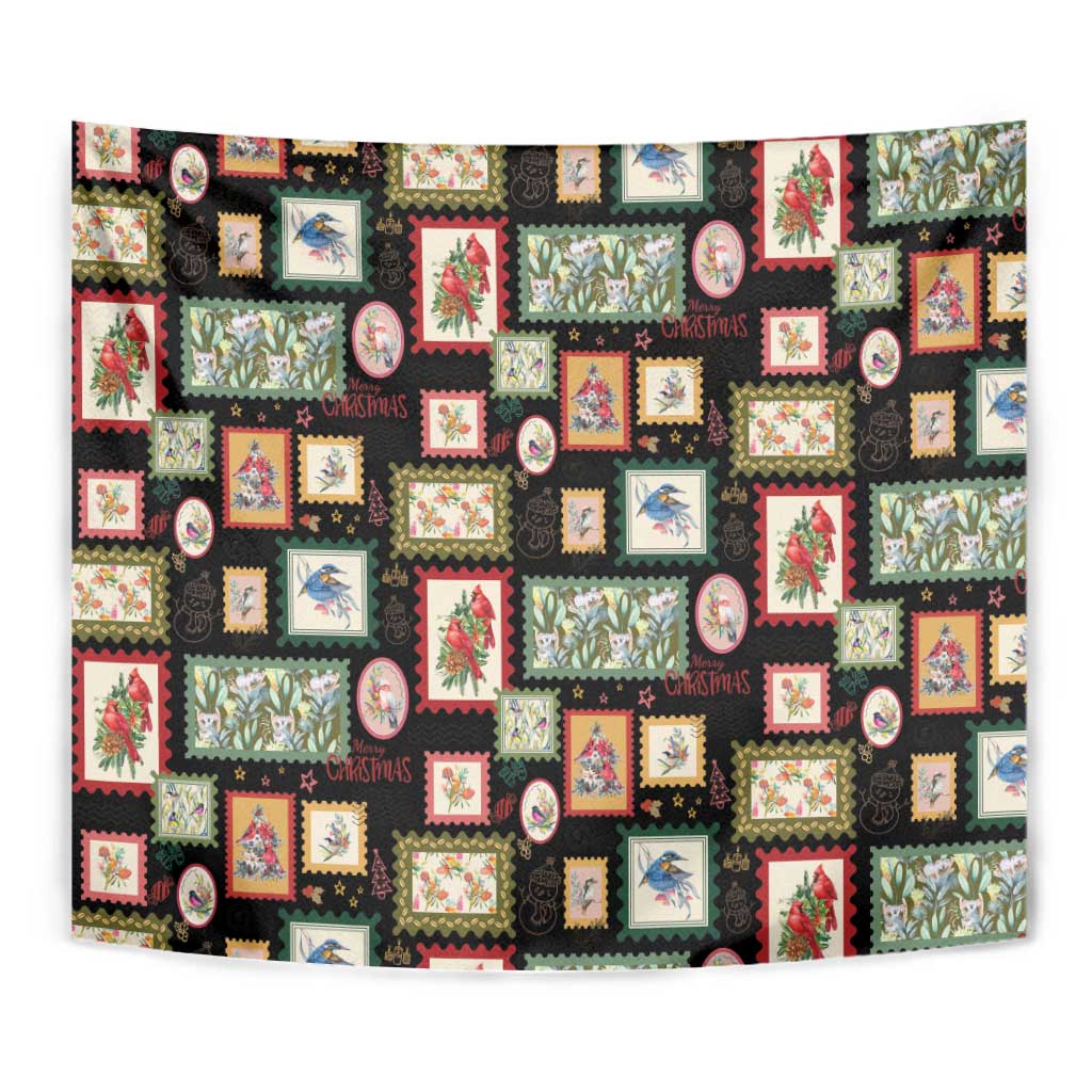 Aussie Birds Christmas La La Land Tapestry Black Vintage Stamp Edition - Aussie Hoodie