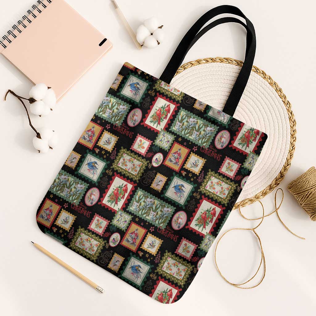 Aussie Birds Christmas La La Land Tote Bag Black Vintage Stamp Edition - Aussie Hoodie